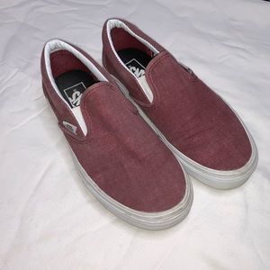 Acid wash maroon slip on vans